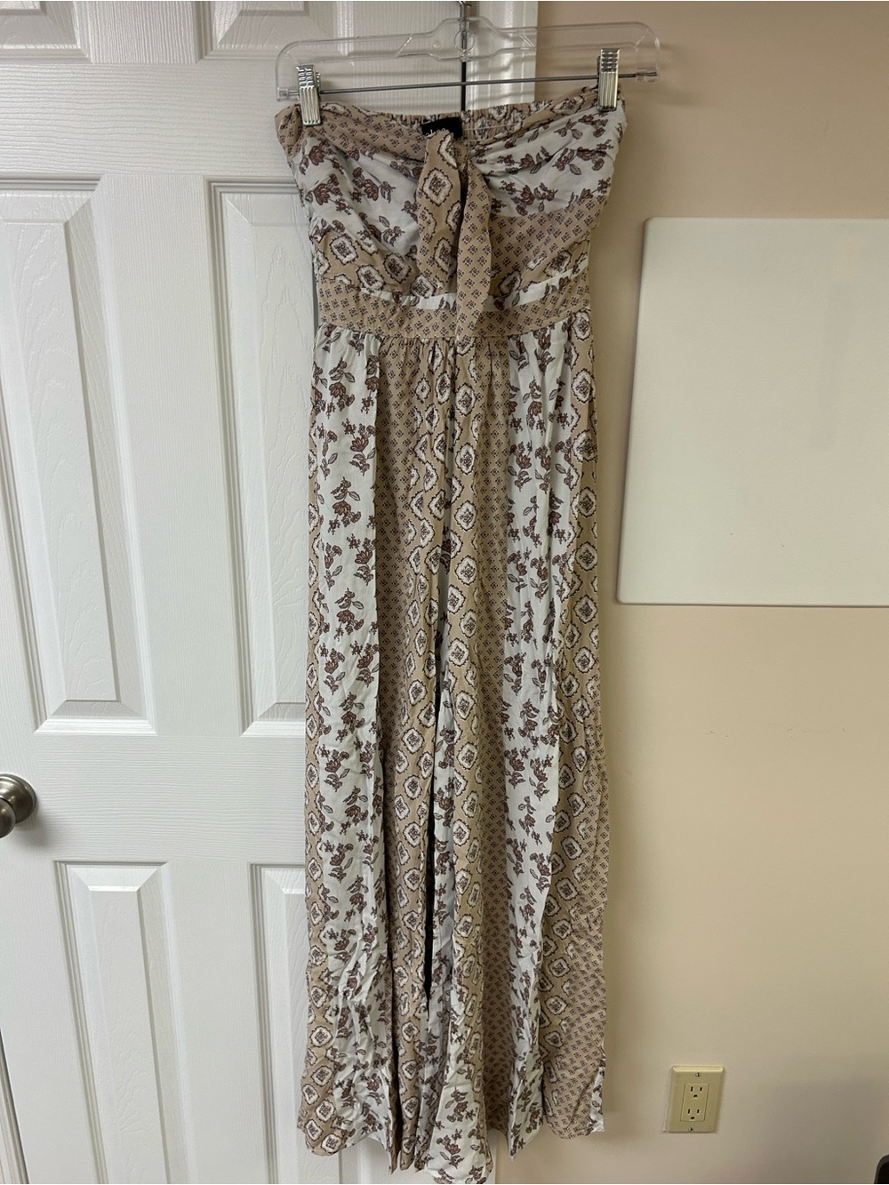 Aakaa strapless wide-leg boho floral jumpsuit NEW